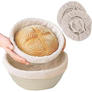 8 Inch 2pack Banneton Bread Proofing Basket - Cotton Rope Dough Bowl, Sourdough Bread Baking Supplies for Dinner Rolls & Holiday Bakingwith 2 Liner