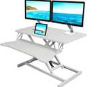 Standing Desk Converter, Height Adjustable Sit to Stand Riser, Dual Monitor and Laptop Workstation with Wide Keyboard Tray, Desk Lifter for Home Office