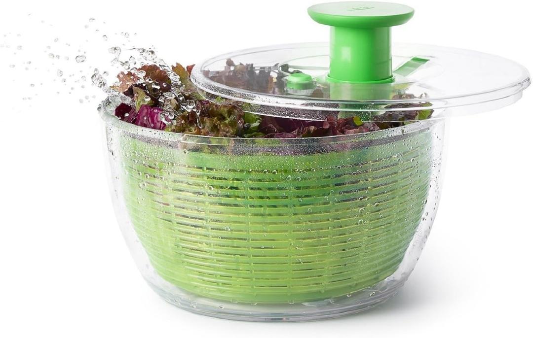 OXO Good Grips Salad Spinner - Large, Green Lettuce & Fruit Washer, BPA-Free, Easy One-Hand Pump