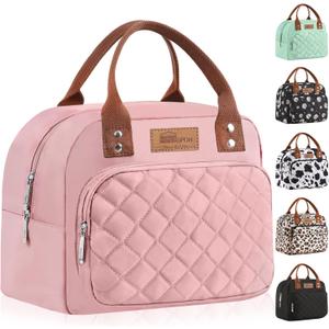 Buringer HOMESPON Lunch Bag for Woman Man Adults with Front Pocket Insulated Lunch Tote Lunch Box Container for Work Picnic or TravelPink