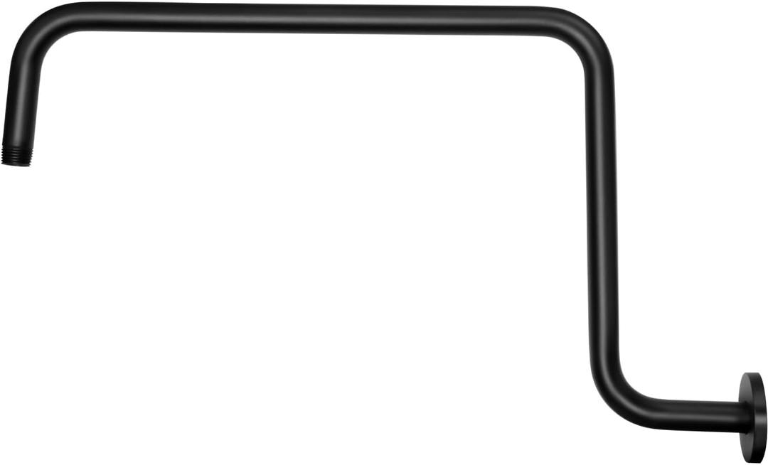 Naiture Offset Brass S Shapes Extension Shower Arm, Extender Tube Shower Head (Black, 19'' x 11'') (19'' x 11'', Black)