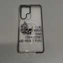 Lotadilo Cute Case for Samsung Galaxy S21 Ultra for Women Girls - Funny Design Compatible with Magsafe Magnetic Ring Holder Kickstand Art Skull Fashion Pattern TPU Phone Covers