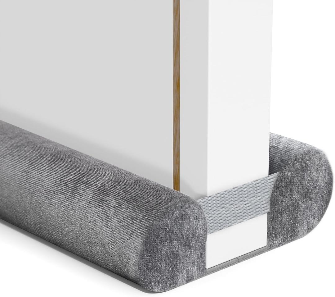 Door Draft Stopper for Bottom of Door, Under Door Gap Filler/Seal for Big Gap, No Folding Required, Flexible Installation Door Sweep soundproofing Strip for Home & Apartment, 28-32in, Grey (Gray)