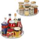 2 Pack Lazy Susan Organizer, 9.25 inch Lazy Susan Turntable for Cabinet Table Top Refrigerator, Rotating Organizer for Pantry Fridge, Clear