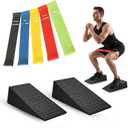 Squat Wedge Blocks with 5 Resistance Bands  Heavy Duty Non-Slip Incline Squat Wedge for Squats, Workout Wedge for Squats, Leg Training, Mobility & Strength Exercises