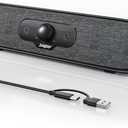 SOULION Computer Speakers, USB C/USB Powered PC Speaker with Colorful LED Lights, Plug-N-Play Wired Bluetooth Sound bar with Rotary Control for Desktop Laptop Monitor Office Work Music Black