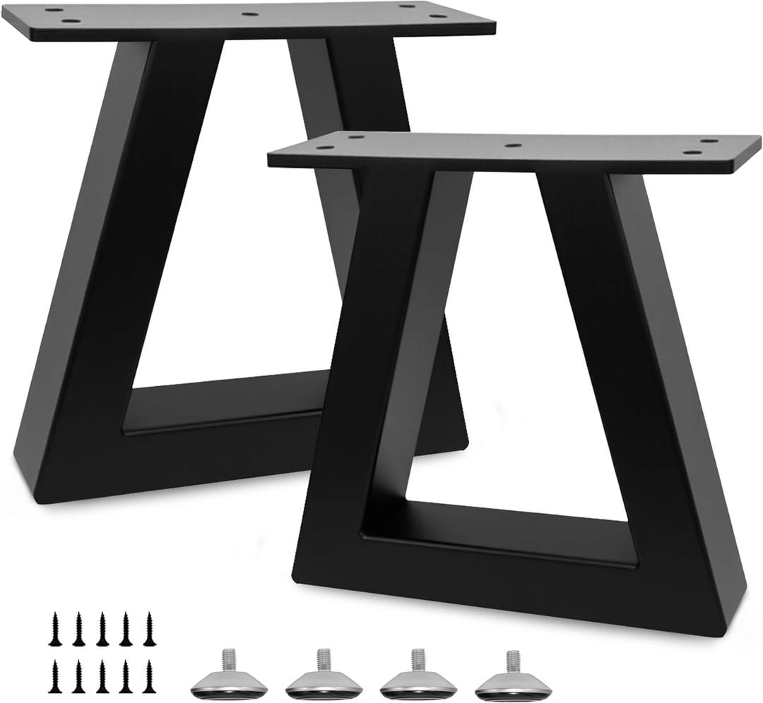 Y-CFHFC 8 Inch Trapezoid Metal Table Legs Heavy Duty Steel Furniture Legs for DIY Sofa, Couch, Bench,Stool,Coffee Table, End/Side Table,Cabinet Feets (Set of 2, Black)