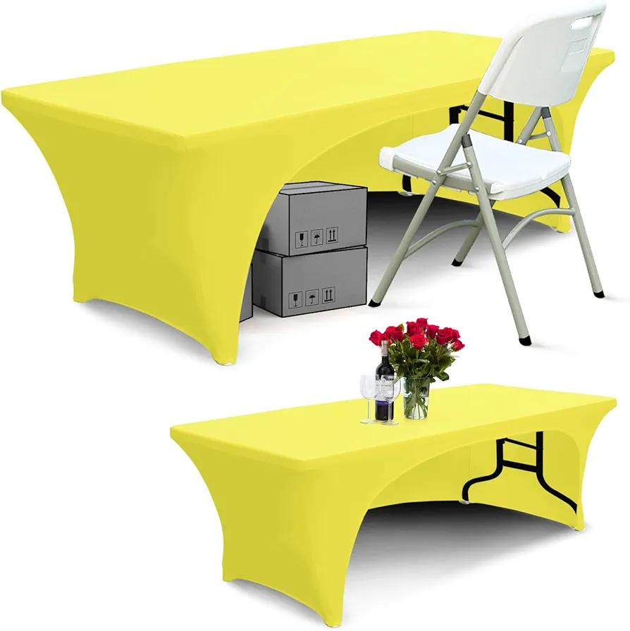 ABCCANOPY 2 Pack 6 ft Spandex Table Cover Open Back Fitted Tablecloth Stretch Washable Tablecover Table Topper for Rectangle Tables Yellow ABCCANOPY 2 Pack 6 ft Spandex Table Cover Open Back Fitted Tablecloth Stretch Washable Tablecover Table Topper for Rectangle Tables Yellow
