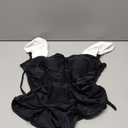 B2prity Womens One Piece Swimsuit Retro Square Neck Tummy Control Bathing Suits Ruched Modest Full Coverage Swimwear Black,White, XL