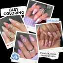 UNA GELLA Medium Stiletto Gel Nail Tips Full Cover 216Pcs Almond Shape Nails Tips Stiletto Pre etched Soft Gel Nails Clear Fake False Nail Tip For Home Art Salon 12 Sizes