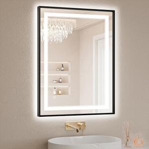 24"x32" LED Bathroom Mirror with Lights, Front & Backlit, Anti-Fog, Dimmable, 3 Color Temperature, CRI 90+, LED Mirror for Bathroom with Premium Full Aluminum Frame, Touch Control with Memory