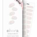 ohora Semi Cured Gel Nail Strips (N Polka Blanc) - Works with Any Nail Lamps, Salon-Quality, Long Lasting, Easy to Apply & Remove - Includes 2 Prep Pads, Nail File & Wooden Stick