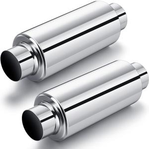 2 Pcs 2.5" Inlet Exhaust Resonator, 2.5" Inlet 2.5" Outlet 11.5" Overall Length Muffler Resonator Stainless Steel (Silver)