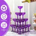 Zopeal 50 Pcs Purple Champagne Tower Coupe Glasses 5 oz Disposable Unbreakable Plastic Martini Glasses Wine Cups Stackable Stemmed Champagne Coupe Shatterproof Party Stem Cups