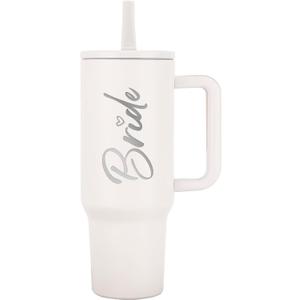 Bride To Be Gifts: Bridal Shower & Bachelorette Stainless Steel 40 oz Tumbler Cup with Handle, Lids & Straws