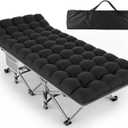 Camping Cot for Adults, Heavy-Duty Portable Cot Bed with Mattress, Foldable Padded Sleeping Cots for Camping Travel Tent Day Beds Outdoor & Home Guest, Max Load 500 LBS, 75x28x15”