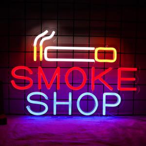 Smoke Shop Neon Sign for Business Advertising,Smoking Lounge,Man Cave Light,Home Bar or Garage Decor,Vibes Lights for Pub,Party.5V USB.