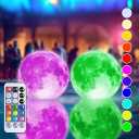 TIALLY Full Moon Floating Pool Lights Solar Powered - 14", That Float, Inflatable Waterproof Led Light Balls, Swimming Pool Accessories for Inground Pools, Party Decor for Outdoor (4 Pack)