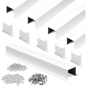 Moxweyeni 5 Pack 4×4 Inch x 3.3 Ft (16.5 Ft Total) Metal Line Set Cover Kit, White Metal Decorative Ac Pipe Line Set Cover Kit for Ductless Mini Split Accessories, Central Air Conditioner, Heat Pump