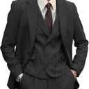 Tuikayoo Mens Formal Tweed Wool 3 Piece Wedding Slim Fit Suit Prom Tuxedos Groomsmen（Black，3XL）