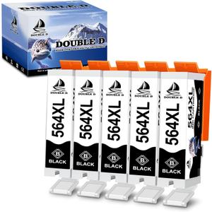 DOUBLE D 564XL Compatible Ink Cartridge Replacement for HP 564XL 564 XL High Yield for HP Photosmart 7520 6520 5520 5510 Deskjet 3520 3522 Officejet 4620 Printer (5 Black)