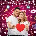 Happy Valentine's Day Backdrop 7x5FT Pink Neon Valentine's Day Photography Background Red Brick Wall Banner Valentines Party Decoration Supplies Photo Props