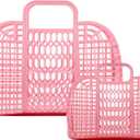 BABANA Jelly Bags - (Set) Small and Large Mother Daughter Jelly Totes | Reusable Gift Basket, Beach Bags - (Small, Large) - Pale Pink