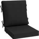 MIULEE Black Outdoor Dining Cushion 20x20 Inch Waterproof & 3 Year Color Fastness Deep Seat and Back Cushion for Patio Furniture Chair with Ties