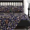 CozySmile 4 Pieces Queen Sheet Set Floral, Boho Sheets Soft Microfiber Deep Pocket, Floral Sheets (Queen, Tranquil Night Bloom)