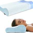 Polovo Neck Pillow Memory Foam Pillows for Sleeping, Ergonomic Cervical Pillow Neck Support Pillow Bed Pillow for Side Back Stomach Sleepers, Contour Pillow for Neck and Shoulder Pain Relief (Blue)