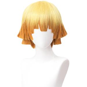 Wiggy Mermaid Zenitsu Cosplay Wig for DS Costume Short Orange Ombre Anime Wigs for Adults with Cap for Halloween Party