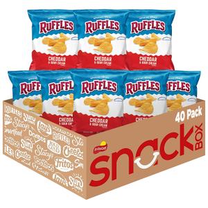 Ruffles Potato Chips, Cheddar Sour Cream, 1oz (40 Count) (EXP 11/03/26)