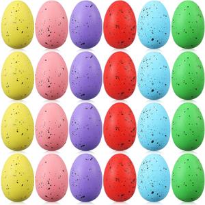 Syhood 36 Pcs Easter Speckled Eggs Small Plastic Speckled Eggs Mini Decorative for DIY Crafts Easter Basket Stuffer Party and Spring Home Decoration(Bright)