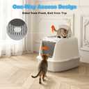 Cat Litter Box with Scoop, Front Entry Covered Litter Box with Lid, Top Exit Kitty Litter Box, Easy to Clean Durable Plastic Litter Pan, Ideal Size for Small to Medium Cats 20.61614.3Yellow