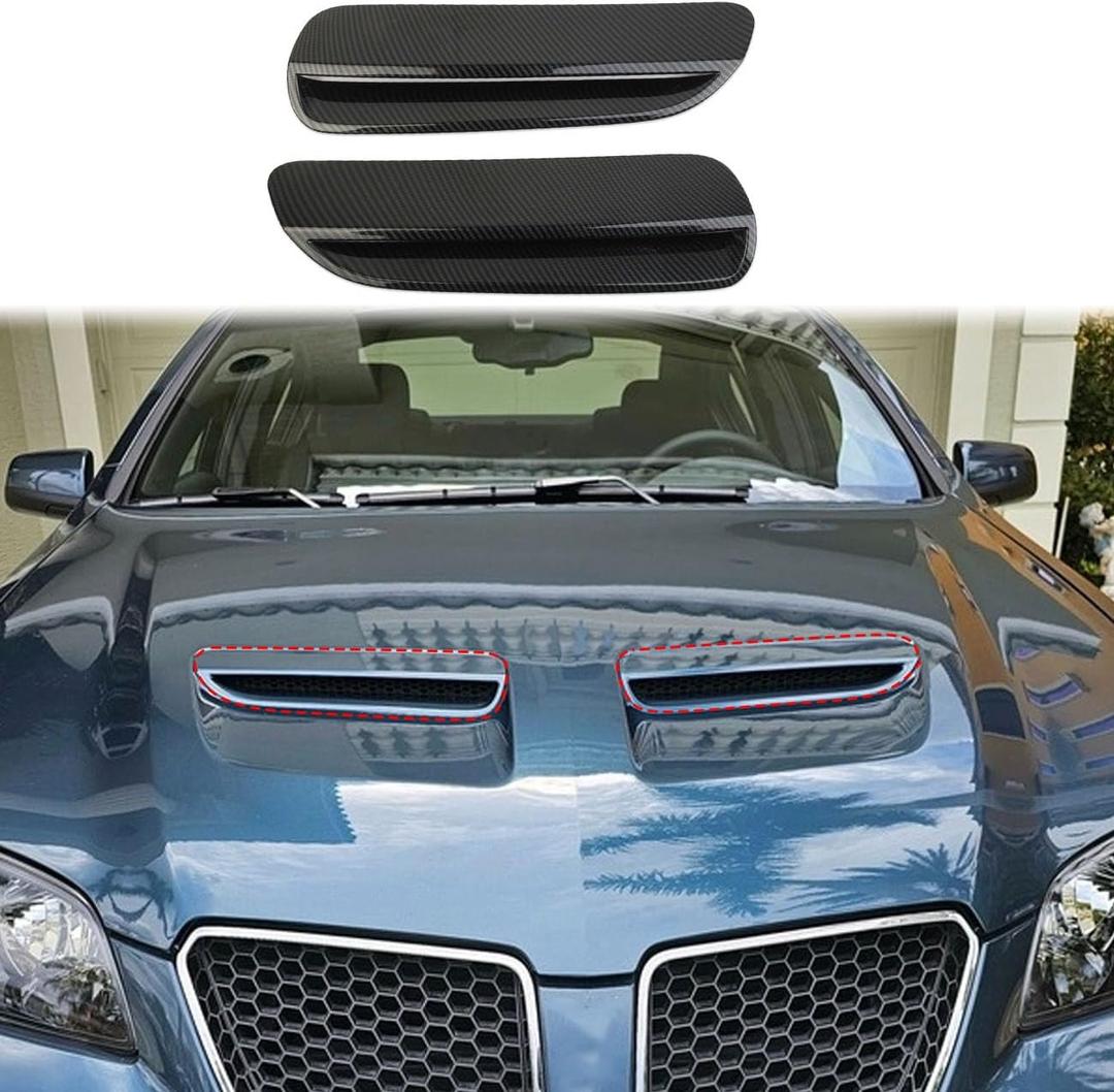 Korlot Carbon Fiber Style Engine Hood Air Outlet Vent Moulding Cover Trim for Pontiac G8