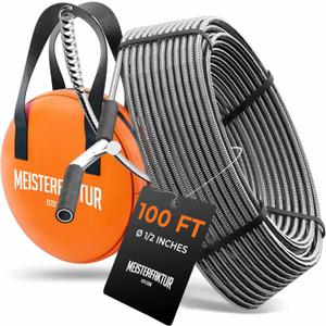 drain snake 3.0 [100 FT] - extremely long - Ideal plumbing snake for heavy & deep blockages - The drain auger for real do-it-yourselfers! (100 FT - 1/2 inch)