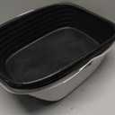 Arm & Hammer Rimmed Cat Litter Box with High Sides and Microban, Made in USA (Pearl White/ Dark Gray)