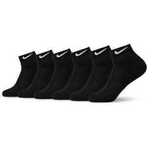 Nike Unisex Everyday Cushioned Training Low Socks (6 Pairs), Black/ White, Large