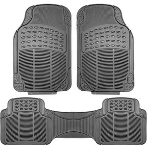 FH Group Car Floor Mats - Heavy-Duty Rubber Floor Mats for Cars, Universal Fit Full Set, Trimmable Automotive Floor Mats, ClimaProof Floor Mats For Most Sedan, SUV, Truck Floor Mats Gray