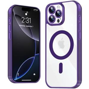 Ankceed for iPhone 16 Pro Max Case, Compatible with MagSafe, [Military-Grade Protection][Full Camera Protection] PC Back, Slim/Thin, Anti-Scratch Shockproof Protective Cover 6.9 Inch, Purple, Set Of 2