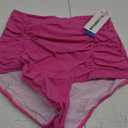 COCOPEAR Women's Ruched High Waisted Bikini Bottom Retro Vintage Swim Short Tankinis, L