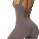 Wenlia Womens Workout Romper One Piece Sleeveless Back Knotted Short Jumpsuits Athletic Running Romper (X-Large, Tea Leaf)