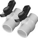 2Pcs 2 inch PVC Ball Valve, 2 inch Shut Off Valve with Easy to Rotate Slip, PVC Ball Valve with "T" Nimble Handle for Swimming Pool, Irrigation, Sewage Pipes