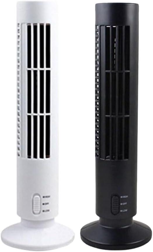 Cabilock Mini Portable Tower Fan Bladeless Electric Cooling Air Conditioner with Oscillating Function for Home Office and Travel White