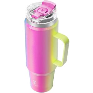 Meoky 40oz Tumbler with Handle, Stainless Steel Travel Mug with 2-in-1 Straw and Sip Lid, Vacuum Insulated Coffee Mug, 100% Leak Proof, Keeps Cold for 34 Hours or Hot for 10 Hours (Carnival)