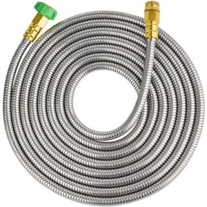 SKYWARD 304 Stainless Steel Garden Hose 20 ft with Female to Male Metal Connector, Anti-Leakage, Flexible & Lightweight Kink Free Water Hose, Easy to Use & Store (20ft)