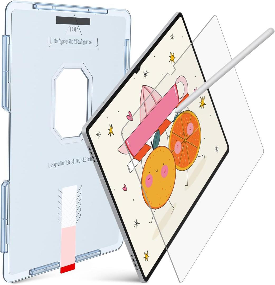 KCT Nano-Texture Glass Screen Protector Compatible with Samsung Galaxy Tab S10 Ultra /S9 Ultra / S8 Ultra 14.6 Inch,Touch Like Silk, Auto-Alignment Tool, Matte Tempered Glass