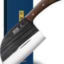 HOSHANHO 6.5 Inch Serbian Chef Knife, High Carbon Steel Meat Cleaver Knife for Meat Cutting, Handmade Forged Heavy Duty Butcher Knife with Full Tang for Home & Camping & BBQ Gift for Men