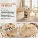 Jocoevol 4763 Extendable Round Dining Table for 48 with Dust-Proof 2-Tier Storage Shelf Space-Saving Expandable Dining Room Table Wood Oval Circle Dining Table with Pedestal Base (Natural)