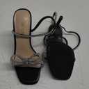 DREAM PAIRS Women's Double Bowknots Crystal Sandals Clear Slingback Heels Square Toe Shoes for Party Wedding 6.5
